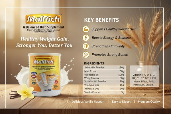 MalRich Family Nutrition Supplement 500g – Sugar Free, Halal & GMP Certified