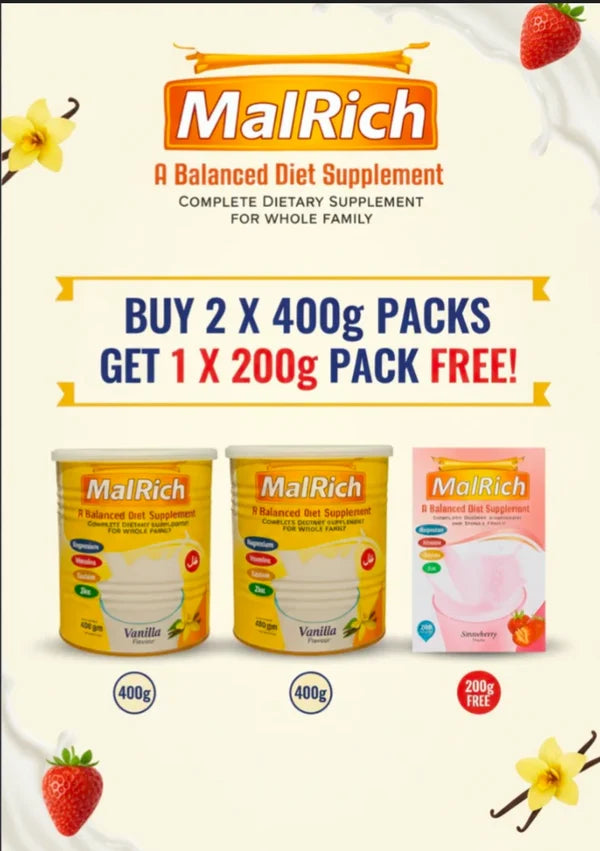 MalRich Healthy Weight Gain Milk Powder – Buy 2 Get 1 Free Malrich Supplement