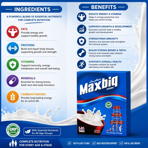 Maxbiq Powder 200 gram– Children growths and health supplement