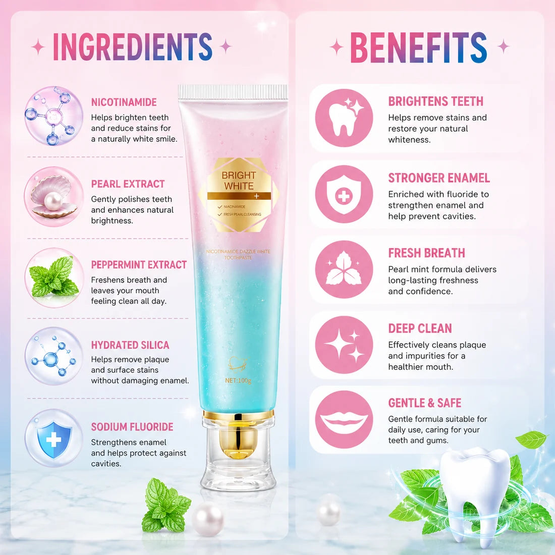 Bright White Nicotinamide Dazzle White Toothpaste