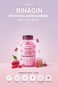 BINAGIN Biotin Collagen Vitamin C Gummies by Pharmapak | Cherry Flavor | Hair, Skin & Nails