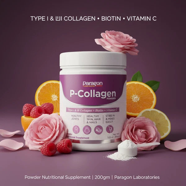P-Collagen Powder – Type I & III Collagen + Biotin + Vitamin C | 200gm